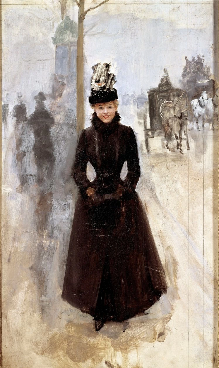 Parigina sul boulevard o donna con manicotto